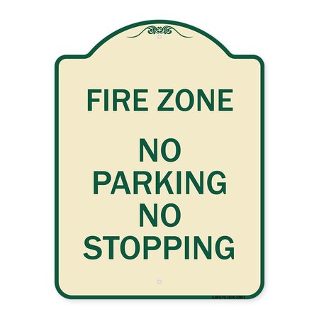 SIGNMISSION Fire Zone No Parking No Stopping Heavy-Gauge Aluminum Architectural Sign, 24" x 18", TG-1824-23971 A-DES-TG-1824-23971